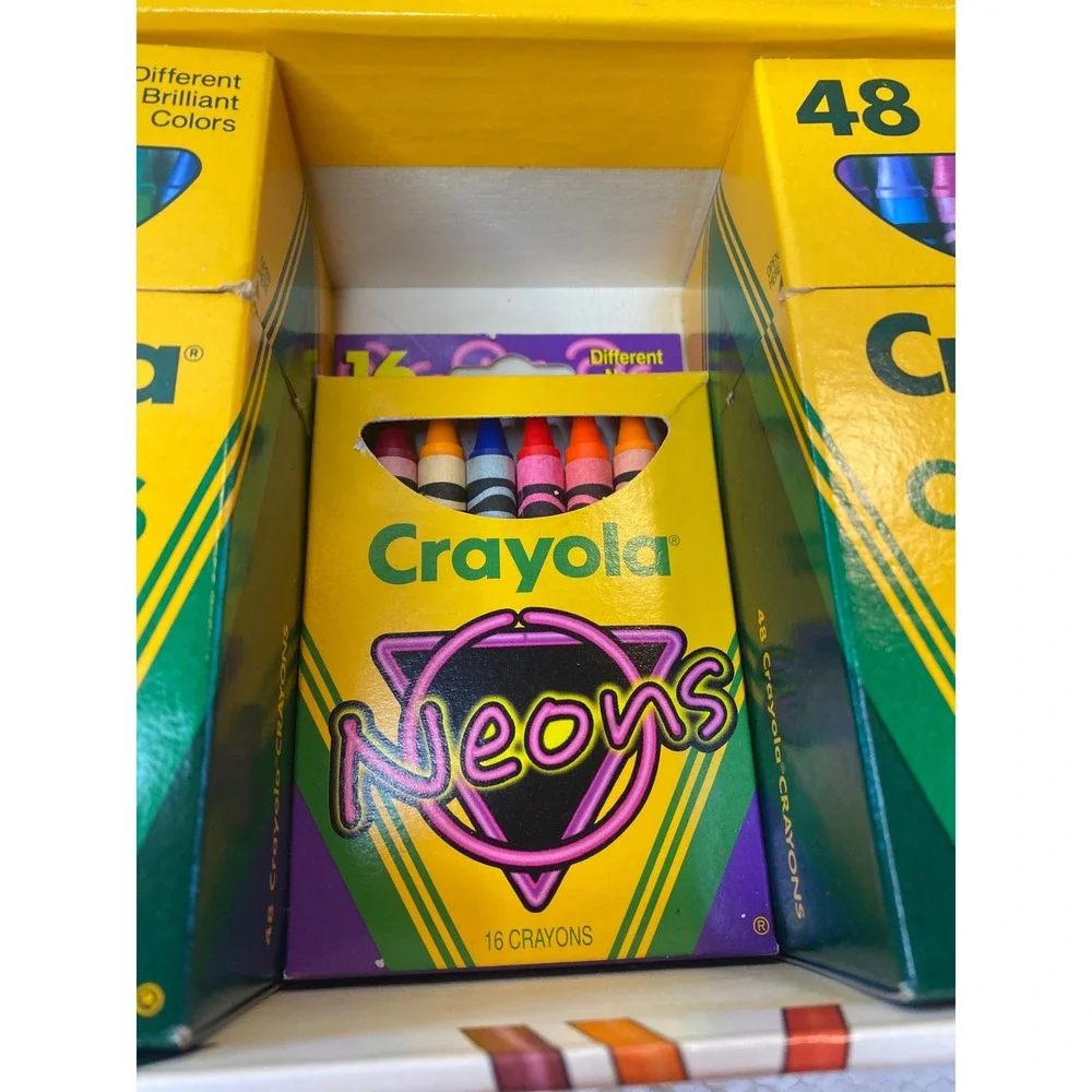 Vintage Crayola Collector Box 1992 w/ Two 48ct Boxes & Neons Unused‎ One Missing